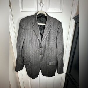 Petrocelli Men’s 48 XL Black Herringbone 100% Lambswool Blazer Suit Jacket 48XL